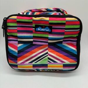 KAVU Lunch Box Padded Insulated Meal Pack Bag Jewel Stripes Crossbody